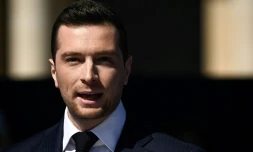 Le président du Rassemblement national Jordan Bardella à Paris le 6 avril 2025