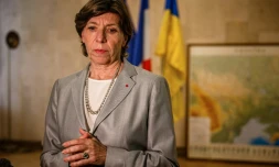 La nouvelle ministre des Affaires étrangères Catherine Colonna, ici à l'ambassade de France à Kiev le 30 mai 2022, fait face à une grogne des diplomates