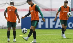 L'attaquant portugais André Silva lors d'un entraînement au camp de base de sa sélection à Kratovo, le 16 juin 2018