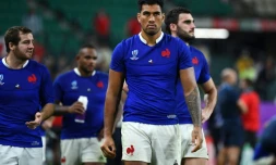 Le Français Sébastien Vahaamahina aprÚs avoir pris un carton rouge en quarts de finale de la Coupe du monde de rugby face au pays de Galles, dimanche 20 octobre au Japon.