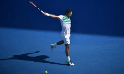 Roger Federer face au Tchèque Tomas Berdych en quarts de finale de l'Open d'Australie, le 26 janvier 2016 à Melbourne
