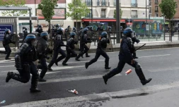 Des CRS lors d'une manifestation pro-palestinienne Ă Paris le 15 mai 2021