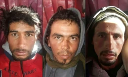 Photo distribuée par la police marocaine montrant les trois suspects interpellés le 20 décembre 2018 dans le cadre de l'enquête sur le meurtre de deux touristes scandinaves, dans le sud du Maroc