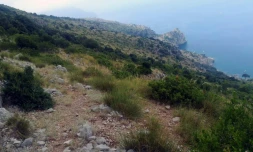 Une partie de la zone de recherches oĂč s'activent les secouristes pour retrouver Simon Gautier, jeune randonneur français qui s'est blessĂ© il y a huit jours dans une vaste zone rocheuse, prĂšs de Policastro, Ă prĂšs de 200 kilomĂštres au sud de Naples, le 16 aoĂ»t 2019