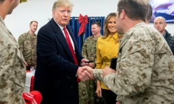 Donald Trump et la Première dame Melania Trump à la rencontre de militaires américains en Irak le 26 décembre 2018