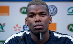 Le milieu de terrain des Bleus Paul Pogba en conférence de presse, le 20 mars 2019 à Clairefontaine