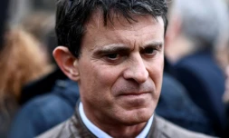 L'ex-Premier ministre français Manuel Valls, candidat à la mairie de Barcelone, à la manifestation contre Pedro Sanchez le 10 février 2019 à Madrid