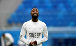 Le défenseur Johan Djourou lors d'une séance d'entraînement de l'équipe Suisse, le 2 juillet 2018 à Saint-Pétersbourg 