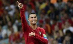 L'attaquant du Portugal, Cristiano Ronaldo, pendant la rencontre de Coupe du Monde, à Sotchi, en Russie, face à l'Espagne, le 15 juin 2018