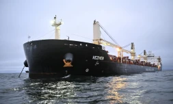 Le cargo Vezhen est ancré au large de Karlskrona, en Suède, le 27 janvier 2025, pour examen par les autorités suédoises