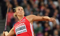 La Tchèque Barbora Spotakova en finale du Javelot aux Mondiaux, le 8 août 2017 à Londres 