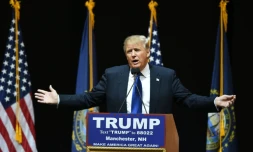 Le candidat à la primaire républicaine Donald Trump le 8 février 2016 à Manchester dans le New Hampshire