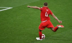 Le milieu de terrain Eric Dier buteur décisif aux tirs au but lors de la qualification de l'Angleterre en quarts de finale du Mondial le 3 juillet 2018