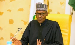 Le président nigérian Muhammadu Buhari lors d'une de ses dernières apparitions publiques, le 10 mars 2017 à Abuja