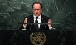 Le président français François Hollande à la tribune de l'Assemblée générale des Nations unies, le 20 septembre 2016 à New York
