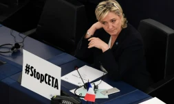 Marine Le Pen, au Parlement européen, le 15 février 2017 à Strasbourg