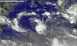 Mardi 3 janvier 2012 - La forte tempête tropicale Benilde est à 1775 km de La Réunion (image satellite www.mtotec.com)