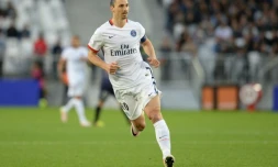 La star suédoise du Paris SG Zlatan Ibrahimovic lors du match face à Bordeaux au Matmut Atlantique, le 11 mai 2016