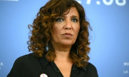 La réalisatrice tunisienne Kaouther Ben Hania à la Mostra de Venise, en Italie, le 3 septembre 2025