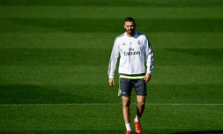 L'attaquant du Real Karim Benzema à l'entraînement, le 7 novembre 2015 à Madrid