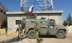 Patrouille russe à Kobané, dans le nord-est de la Syrie, le 23 octobre 2019