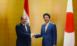 Le président égyptien Abdel Fattah al-Sisi et le Premier ministre japonais Shinzo Abe, à Osaka le 27 juin 2019