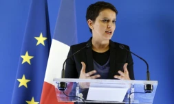 La ministre de l'Education nationale Najat Vallaud-Belkacem, lors d'une conférence de presse à Paris, le 19 février 2016