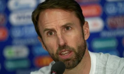 Le sélectionneur anglais Gareth Southgage en conférence de presse lors du Mondial le 2 juillet 2018