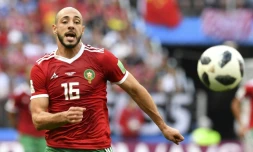 L'attaquant marocain Noureddine Amrabat contre le Portugal, le 20 juin 2018 à Moscou 