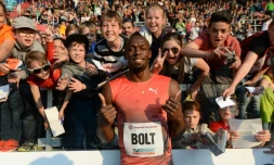Le sprinteur jamaïcain Usain Bolt après sa victoire sur le 100m d'Ostrava, en République Tchèque, le 20 mai 2016