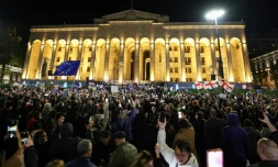 Manifestation pro-européenne devant le Parlement géorgien à Tbilissi, le 28 octobre 2024