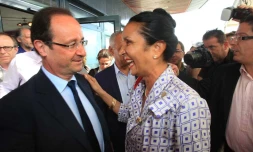 Dimanche 1er avril 2012 - Saint-Denis - Rencontre entre Huguette Bello, députée-maire de Saint-Paul et François Hollande, candidat PS à la présidentielle