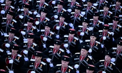 Des cosaques russes participent à la répétition du défilé militaire du 9 mai, le 7 mai 2023 à Moscou