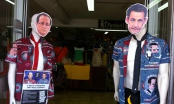 Chemise Pardon! à l'effigie des candidats Hollande et Sarkozy, le 4 avril 2012 à Saint-Pierre.