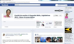 Capture d'écran de la publicité faite par Huguette Bello sur Facebook