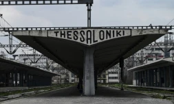 La gare centrale vide de Thessalonique totalement vide lors d'une grÚve de 24 heures le 28 février 2024