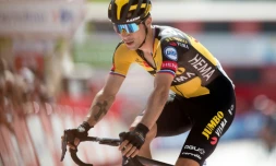 Le SlovÚne Primoz Roglic lors du Tour d'Espagne, le 25 août 2021 à Valdepenas de Jaen