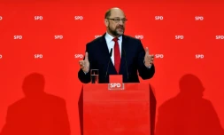 Le leader des sociaux-démocrates allemands, Martin Schulz, lors d'une conférence de presse, le 24 novembre 2017 à Berlin