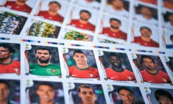 Des vignettes Panini pour les supporteurs de Cristiano Ronaldo et d'autres joueurs, dans l'immense collection de l'Italien Gianni Bellini, le 18 juillet 2018 à Modène
