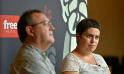Les anciens membres de l'ETA Carlos Saez de Egilaz et Oihana Garmendia à San Sebastian, le 6 septembre 2018
