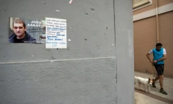 Une affiche appelant à la libération de Josu Ternera sur un mur de Miraballes dans le pays basque espagnol, le 16 mai 2019