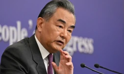 Le chef de la diplomatie chinoise, Wang Yi, lors d'une conférence de presse à Pékin le 7 mars 2024