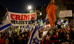 Des proches d'otages retenus à Gaza manifestent à Jérusalem, le 17 février 2025