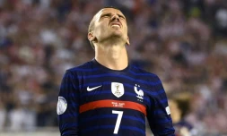 Antoine Griezmann lors d'un match de l'équipe de France contre la Croatie, en Ligue des nations, le 6 juin 2022 à Split