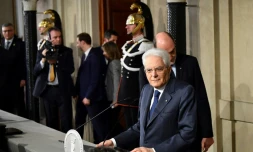 Le président italien Sergio Mattarella s'adresse à la presse le 5 avril 2018  à Rome
