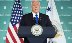 Le vice-président américain Mike Pence devant le Hudson Institute, un cercle de réflexion conservateur de Washington, le 4 octobre 2018.