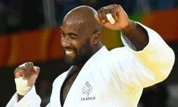 Le judoka français Teddy Riner célÚbre sa victoire finale aux JO de Rio, le 12 août 2016