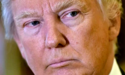 Donald Trump le 9 janvier lors d'une brève intervention devant les médias à la Trump Tower de New York