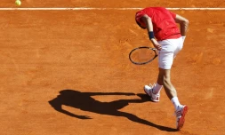 Le Serbe Novak Djokovic lors de son match perdu contre le Tchèque Jiri Vesely, le 13 avril 2016 à Monte-Carlo