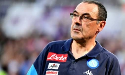 L'entraîneur de Naples Maurizio Sarri après le match de Serie A italienne contre la Fiorentina, le 29 avril 2018 à Florence